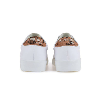 White-Brown-Marshmallow - Back - Superga Womens-Ladies 2843 Sport Club S Deer Print Cowhide Leather Trainers