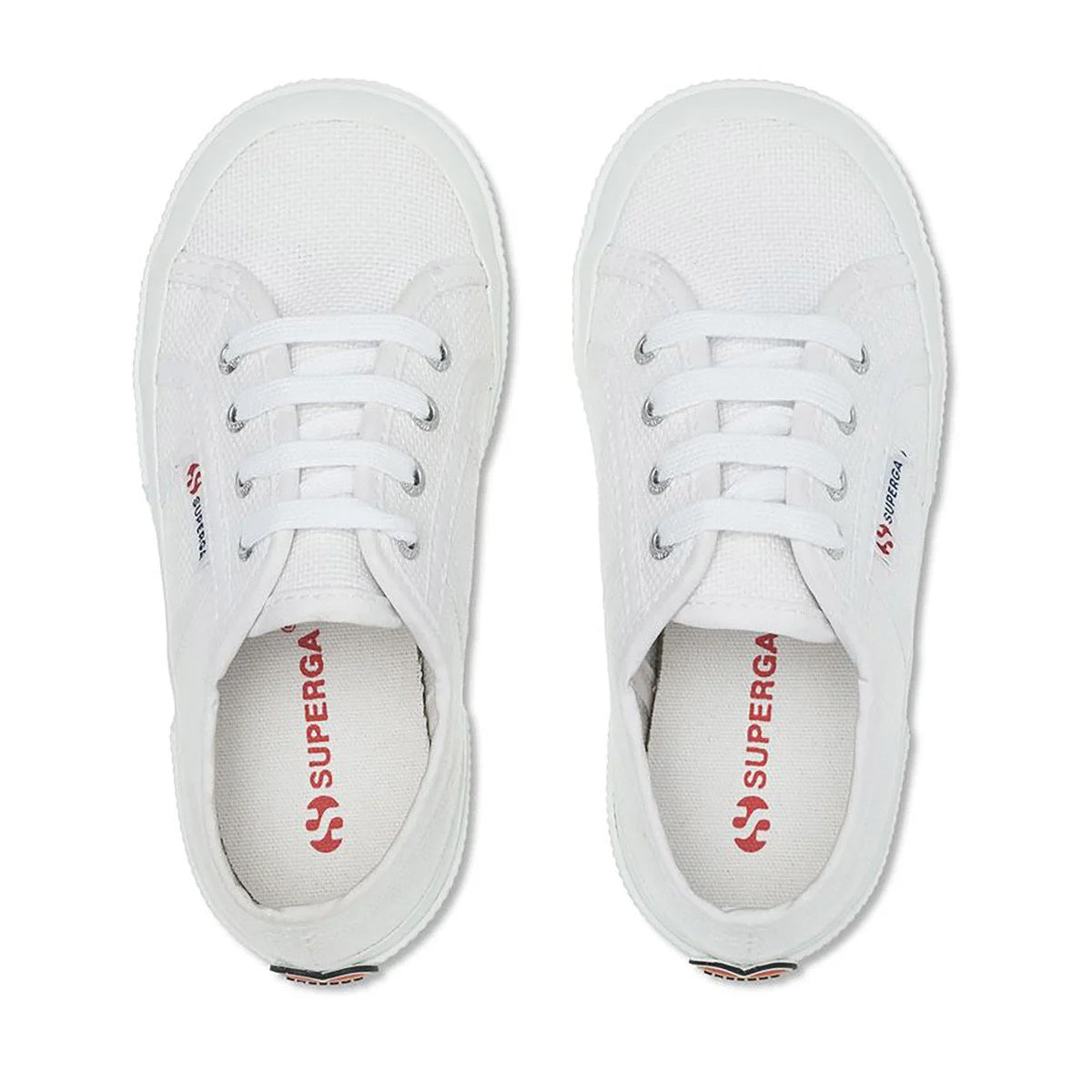 White - Side - Superga Childrens-Kids 2750 Heart Heel Patch Trainers