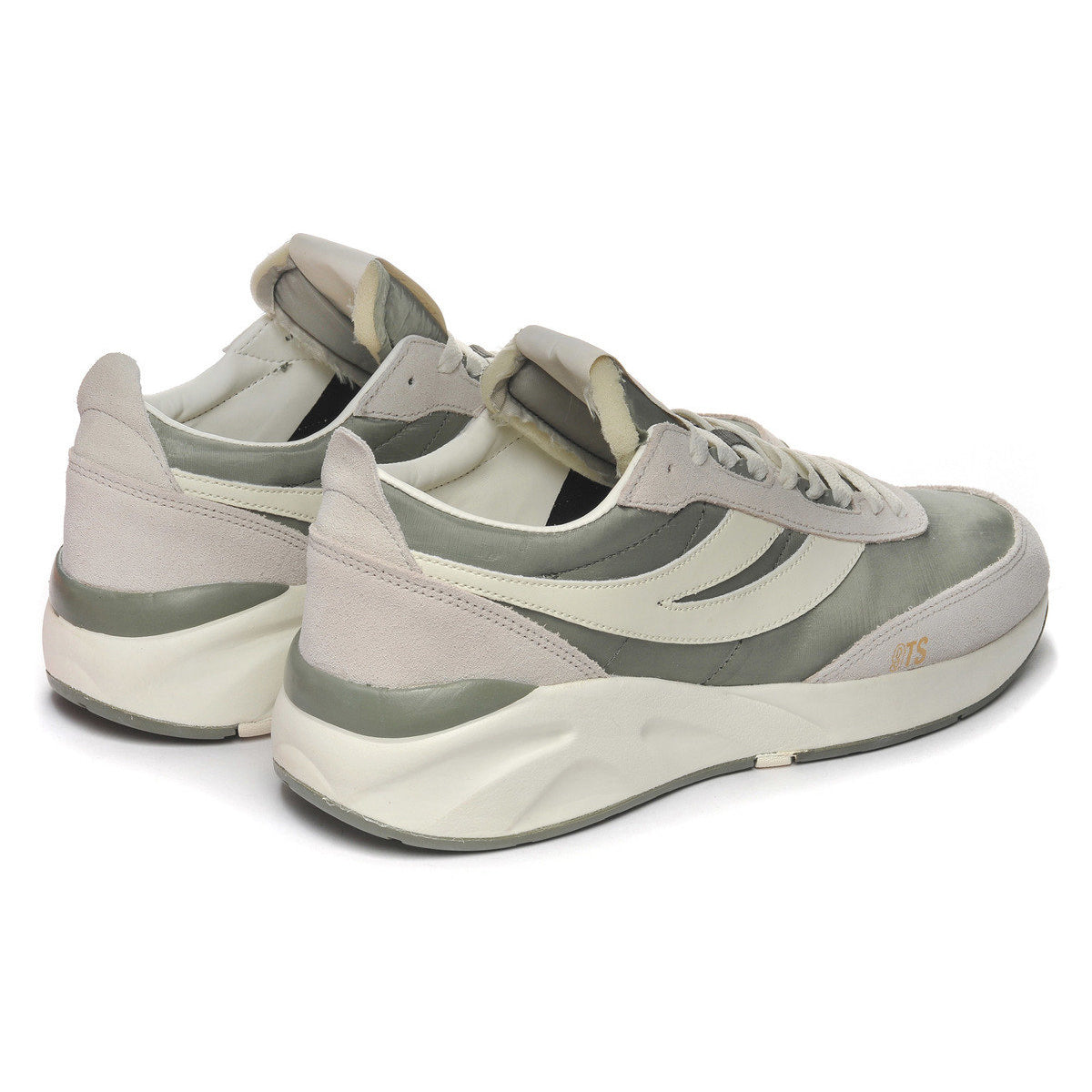 Beige Gesso-Safari Green-White - Back - Superga Unisex Adult 4089 TS Suede Slim Trainers
