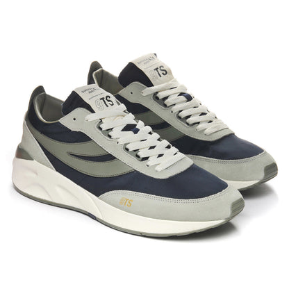 Agate Grey-Safari Green-Dark Blue Grey - Front - Superga Unisex Adult 4089 TS Suede Slim Trainers