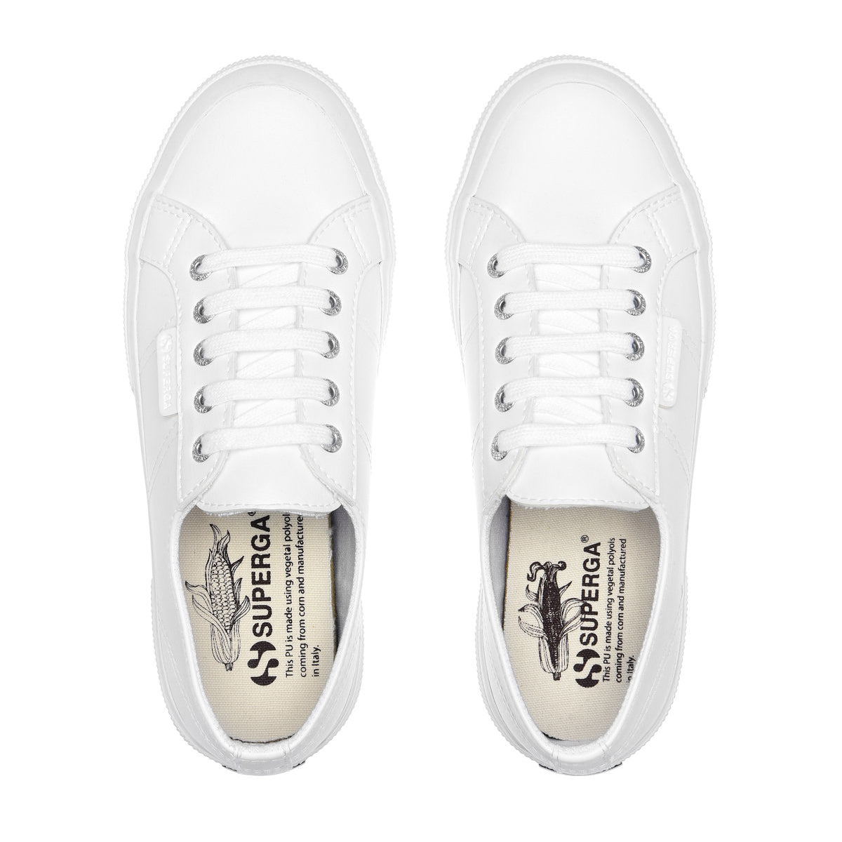 White - Side - Superga Unisex Adult 2750 Corn-Based Leather Trainers