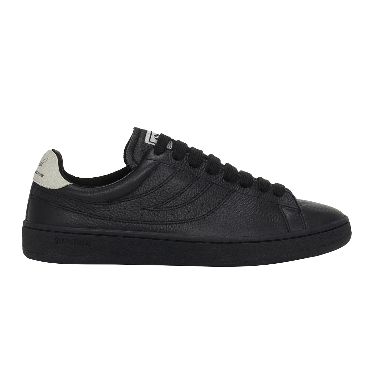 Black-White Avorio - Front - Superga Unisex Adult 4833 Lendl Leather Trainers