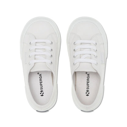 White - Lifestyle - Superga Childrens-Kids 2750 Vegan Leather Trainers