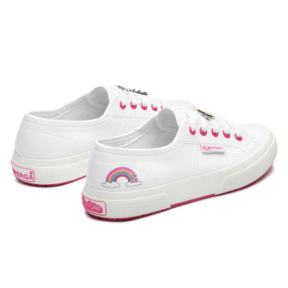 White-Fuchsia - Back - Superga Womens-Ladies 2750 Barbie Metal Detail Trainers