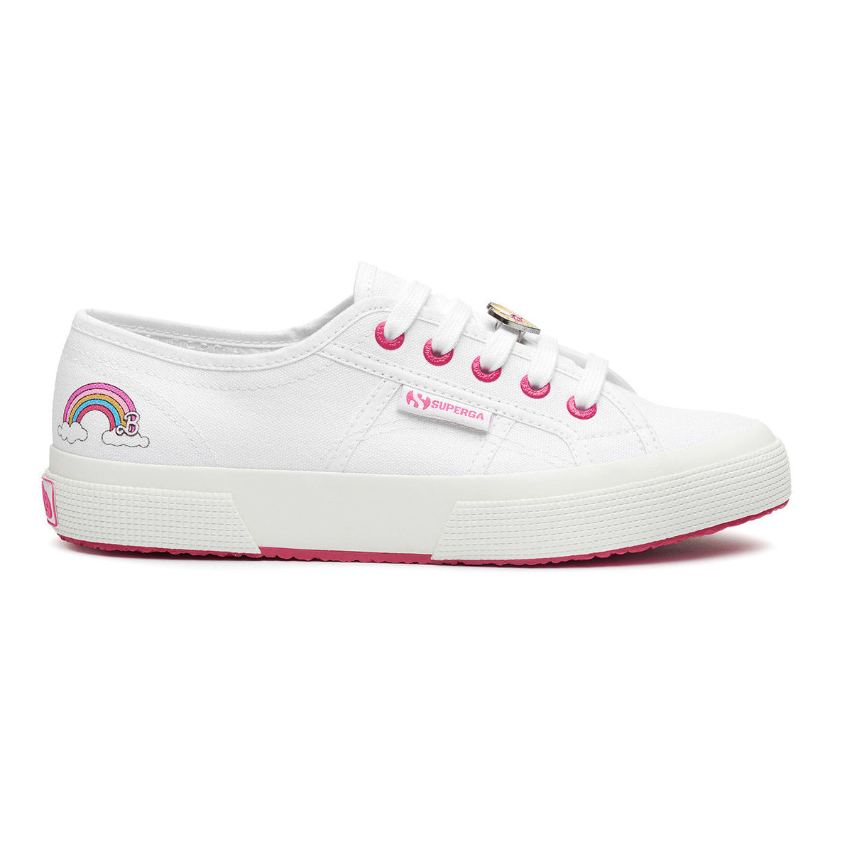 White-Fuchsia - Side - Superga Womens-Ladies 2750 Barbie Metal Detail Trainers