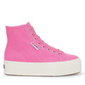 Fuchsia Pink-Avorio - Front - Superga Womens-Ladies 2708 Lace Up High Tops