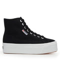 Black-White - Front - Superga Womens-Ladies 2708 Lace Up High Tops
