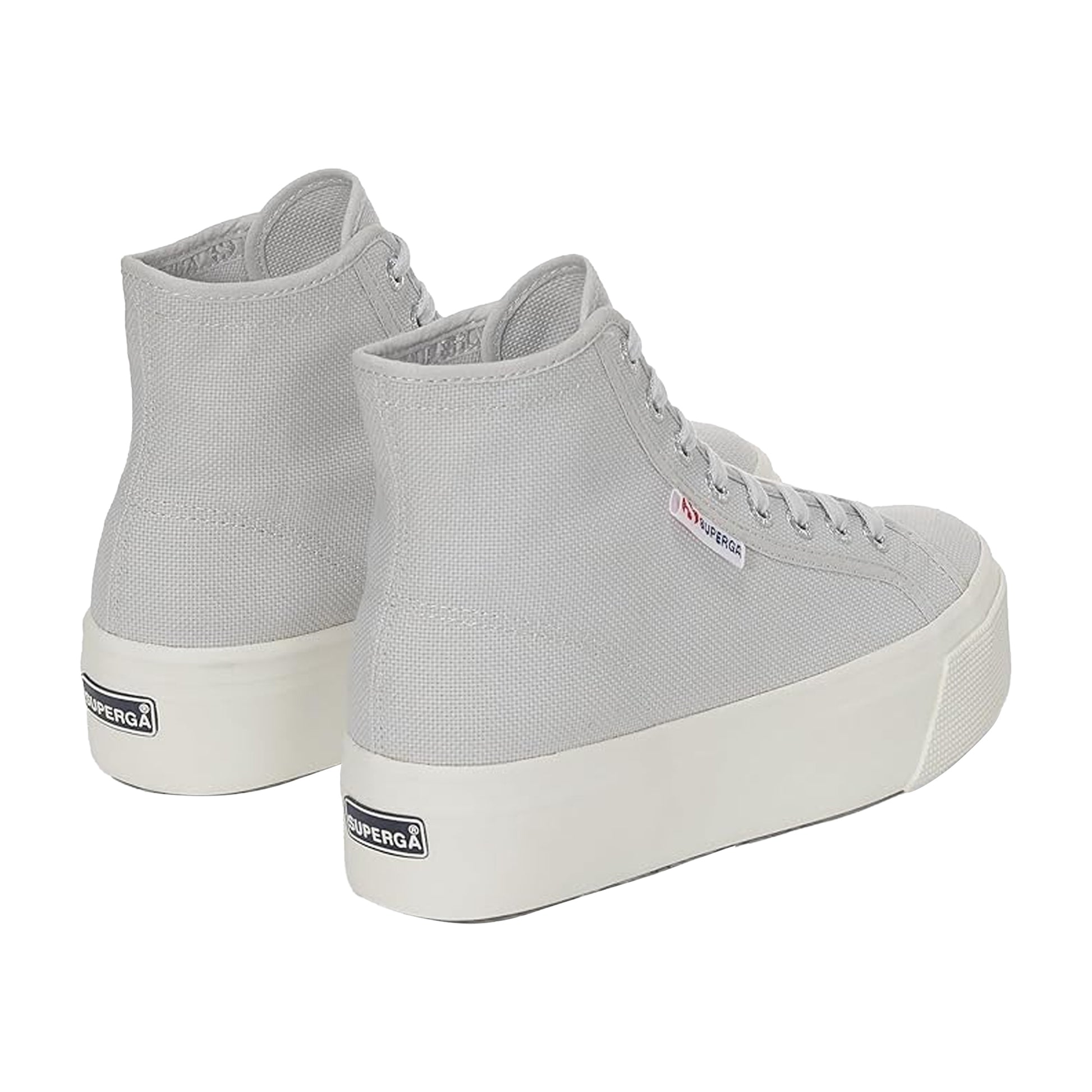 Grey Silver-Avorio - Side - Superga Womens-Ladies 2708 Lace Up High Tops