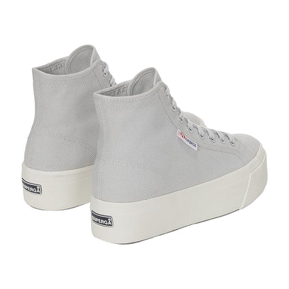 Grey Silver-Avorio - Side - Superga Womens-Ladies 2708 Lace Up High Tops