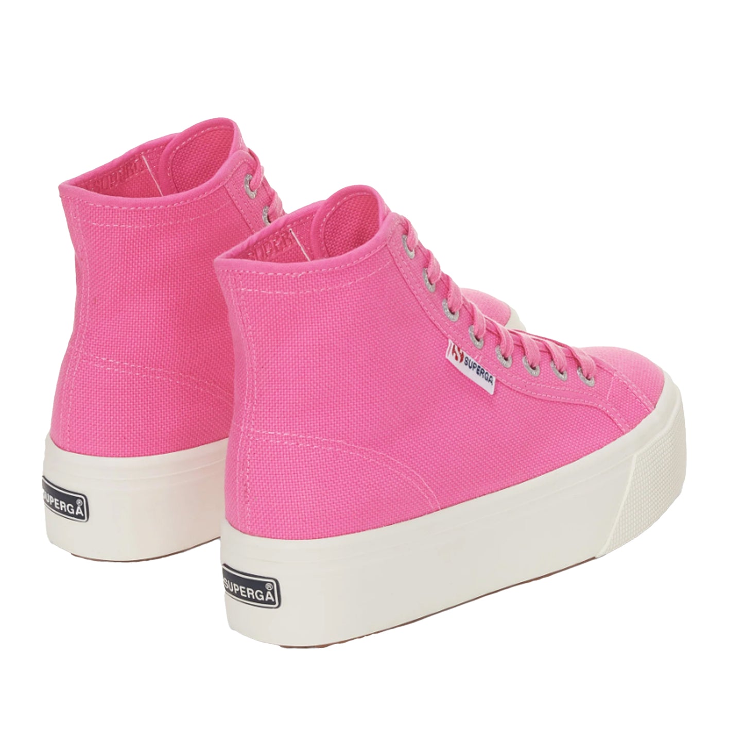 Fuchsia Pink-Avorio - Side - Superga Womens-Ladies 2708 Lace Up High Tops
