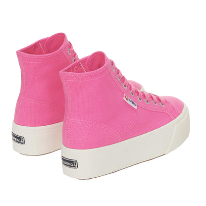 Fuchsia Pink-Avorio - Side - Superga Womens-Ladies 2708 Lace Up High Tops