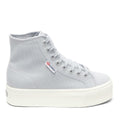 Grey Lilla-Avorio - Front - Superga Womens-Ladies 2708 Lace Up High Tops