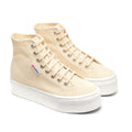 Beige Light Eggshell-Avorio - Front - Superga Womens-Ladies 2708 Lace Up High Tops