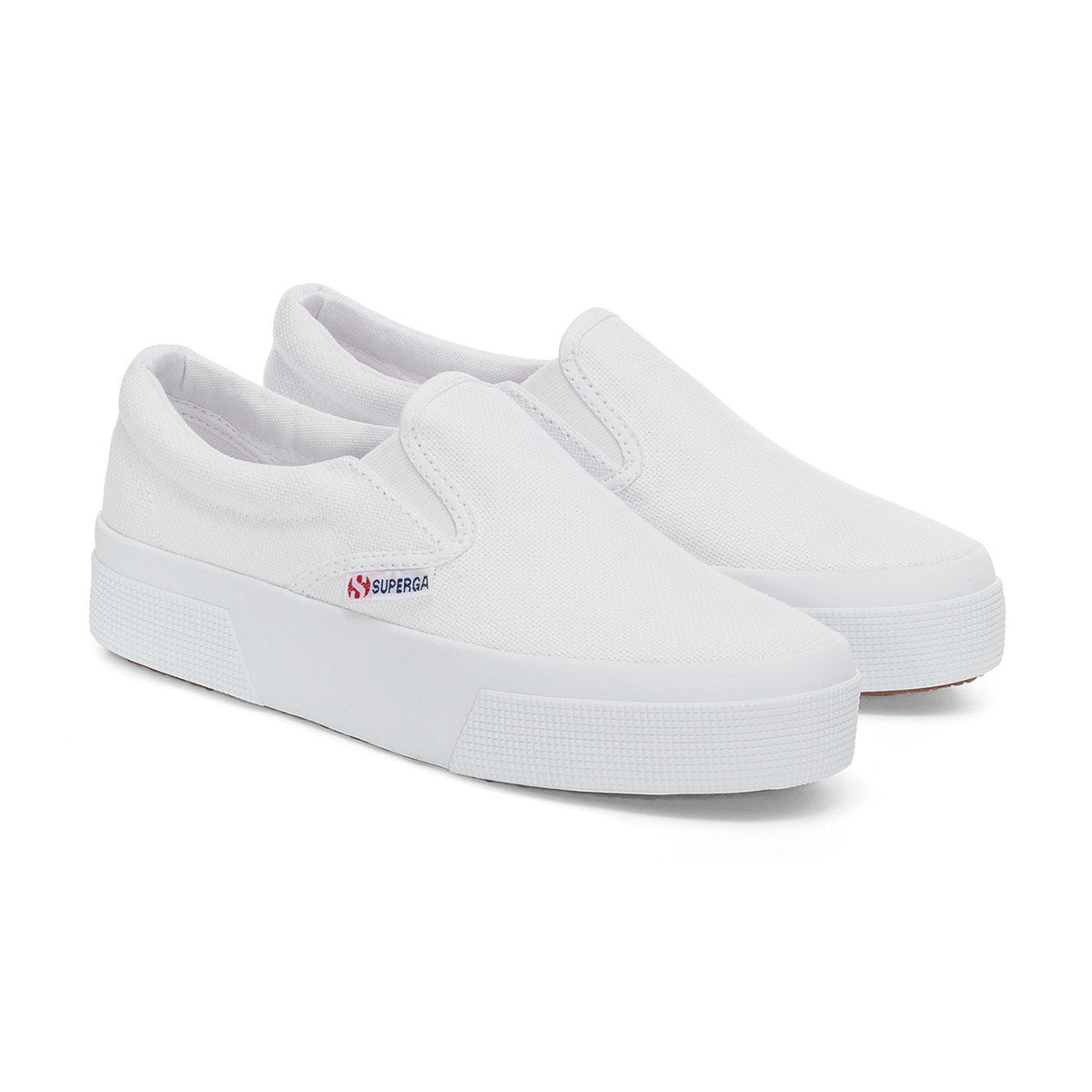 White - Front - Superga Womens-Ladies 2740 Slip-on Flatform Loafers