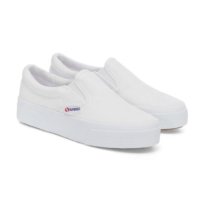White - Front - Superga Womens-Ladies 2740 Slip-on Flatform Loafers