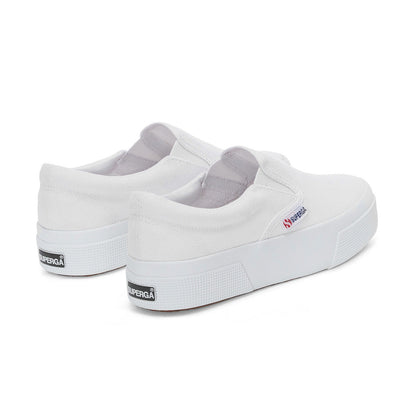 White - Back - Superga Womens-Ladies 2740 Slip-on Flatform Loafers