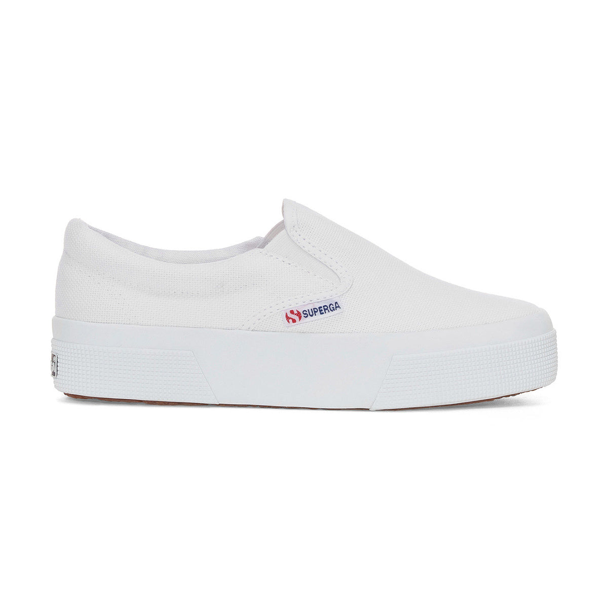 White - Side - Superga Womens-Ladies 2740 Slip-on Flatform Loafers