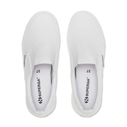 White - Lifestyle - Superga Womens-Ladies 2740 Slip-on Flatform Loafers