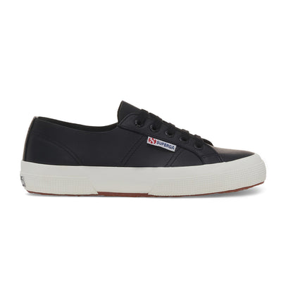 Black-Avorio - Side - Superga Womens-Ladies 2750 Nappa Leather Trainers