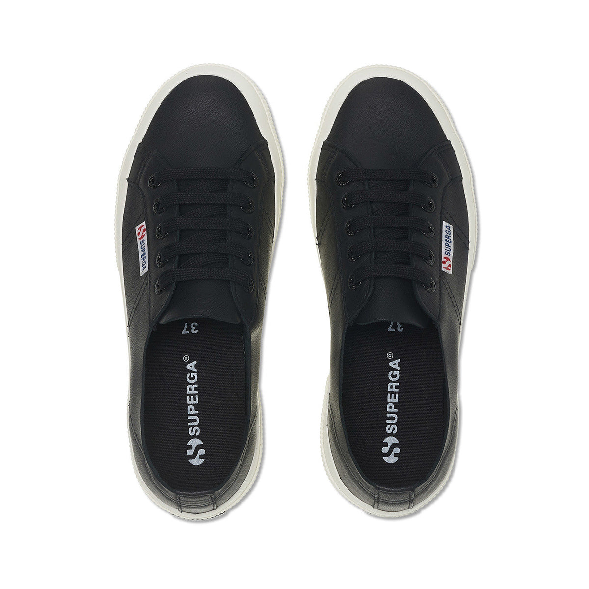 Black-Avorio - Lifestyle - Superga Womens-Ladies 2750 Nappa Leather Trainers