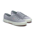 Light Blue Grey-Avorio - Front - Superga Womens-Ladies 2750 Nappa Leather Trainers