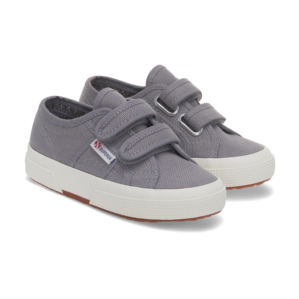 Grey Bluish-Avorio - Front - Superga Childrens-Kids 2750 Jstrap Trainers