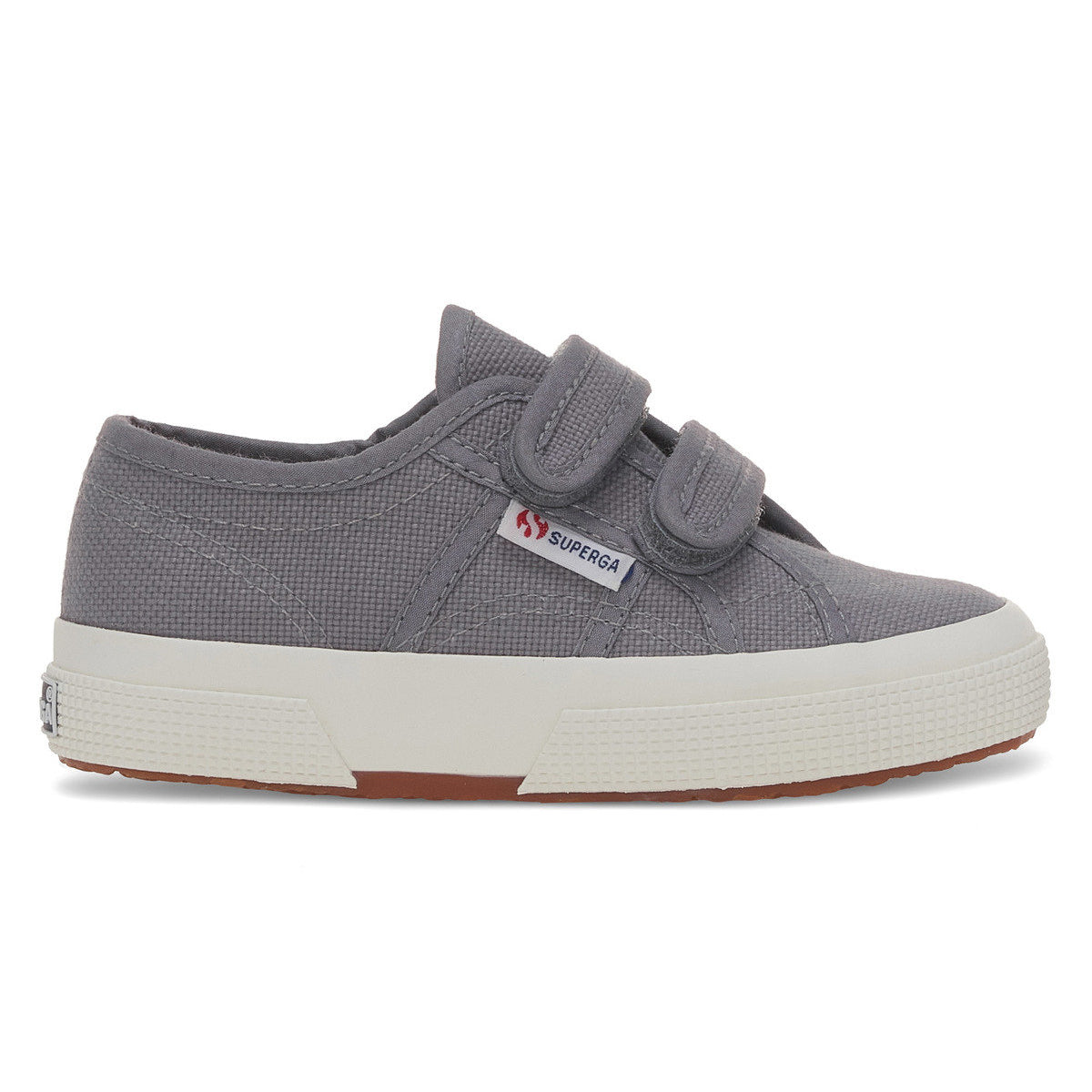 Grey Bluish-Avorio - Side - Superga Childrens-Kids 2750 Jstrap Trainers