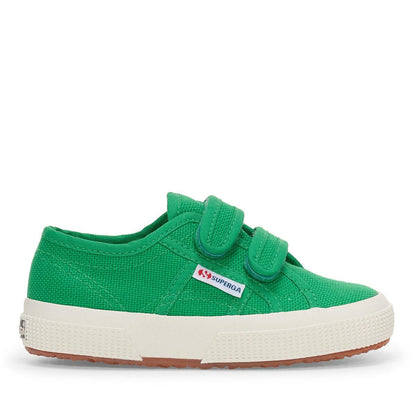 Island Green-Avorio - Front - Superga Childrens-Kids 2750 Jstrap Trainers