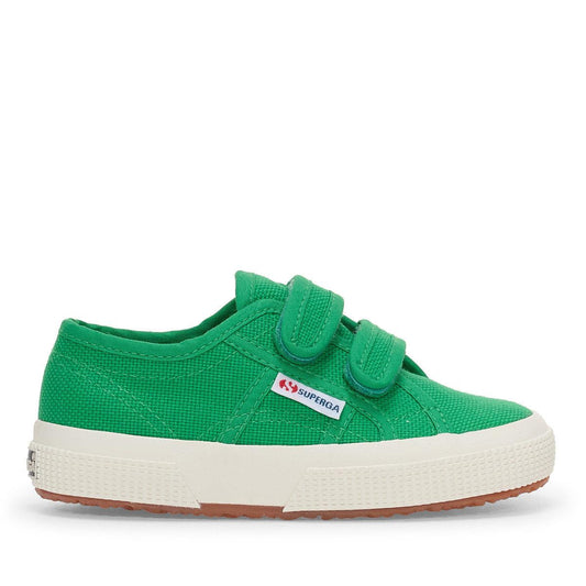 Island Green-Avorio - Front - Superga Childrens-Kids 2750 Jstrap Trainers