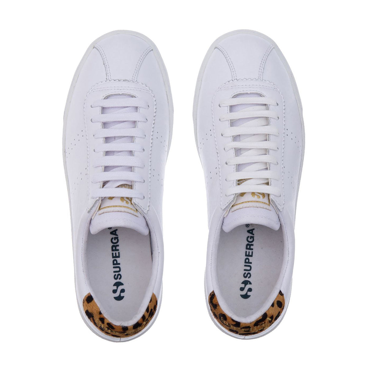 White-Animalier - Lifestyle - Superga Womens-Ladies 2843 Sport Club S Leather Trainers