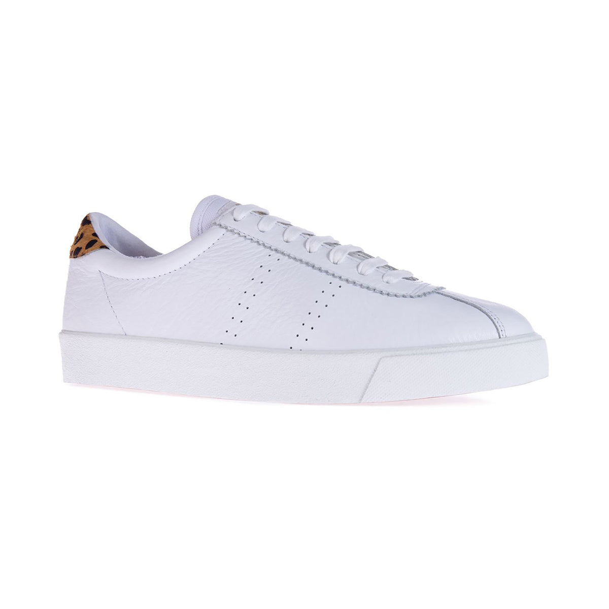 White-Animalier - Front - Superga Womens-Ladies 2843 Sport Club S Leather Trainers