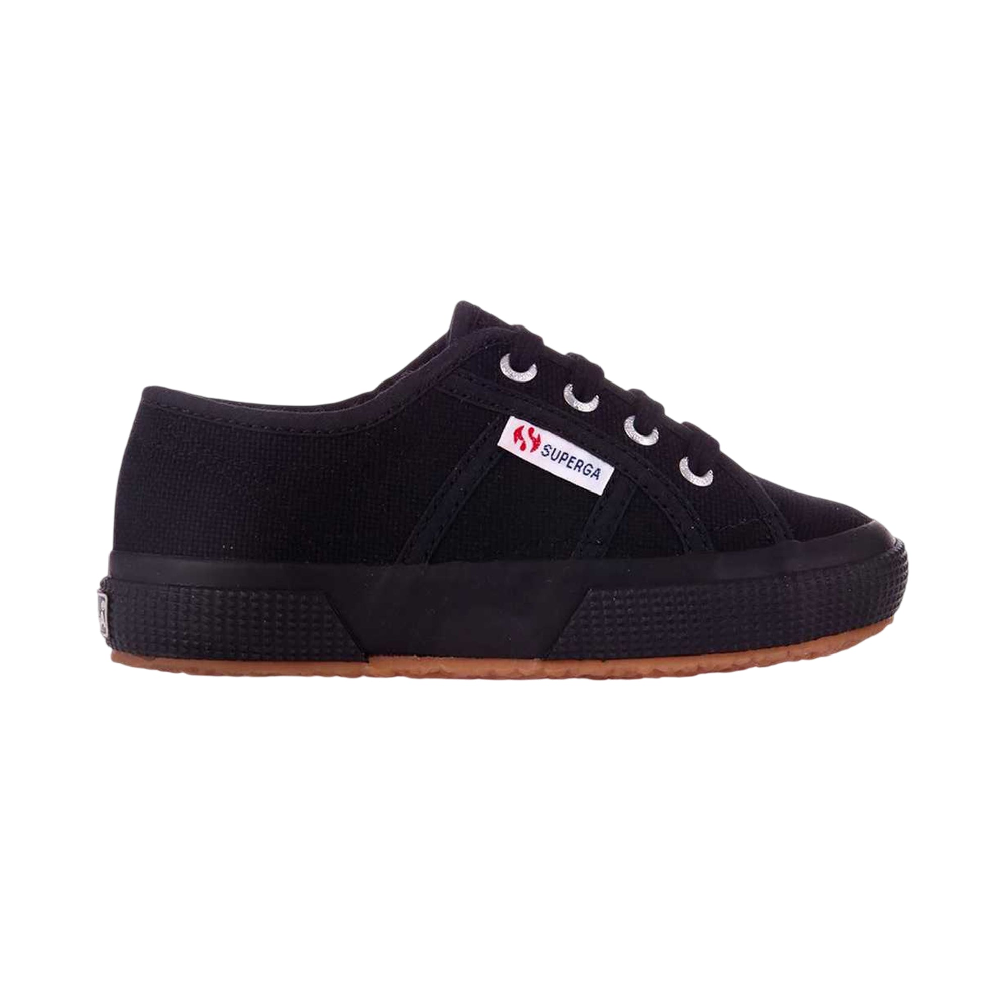 Full Black - Front - Superga Childrens-Kids 2750 Jcot Leather Trainers
