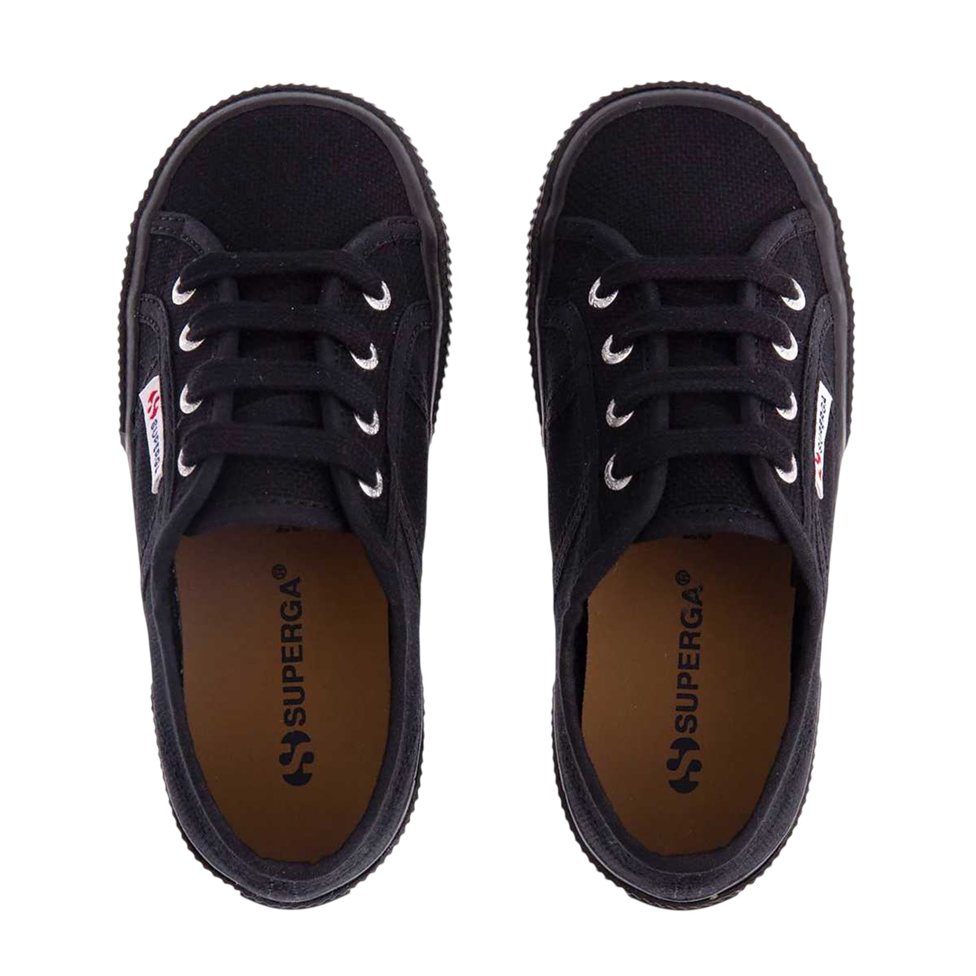 Full Black - Side - Superga Childrens-Kids 2750 Jcot Leather Trainers