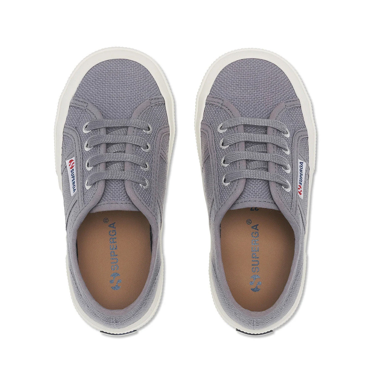 Grey Bluish-Avorio - Lifestyle - Superga Childrens-Kids 2750 Jcot Leather Trainers