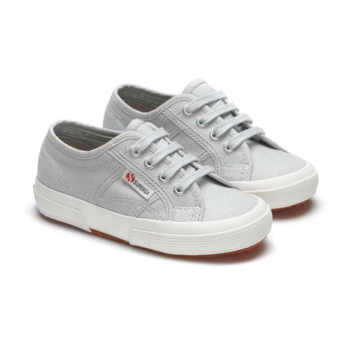 Grey Lilla-Avorio - Front - Superga Childrens-Kids 2750 Jcot Leather Trainers