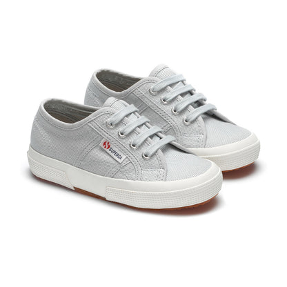 Grey Lilla-Avorio - Front - Superga Childrens-Kids 2750 Jcot Leather Trainers