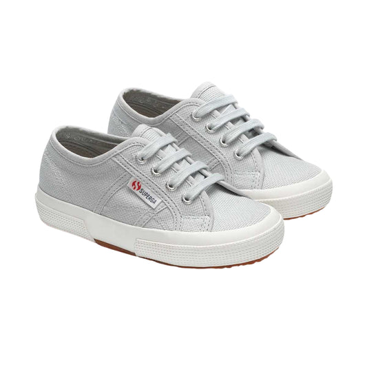 Grey Lilla-Avorio - Front - Superga Childrens-Kids 2750 Jcot Leather Trainers