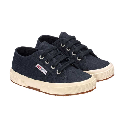 Navy - Front - Superga Childrens-Kids 2750 Jcot Leather Trainers
