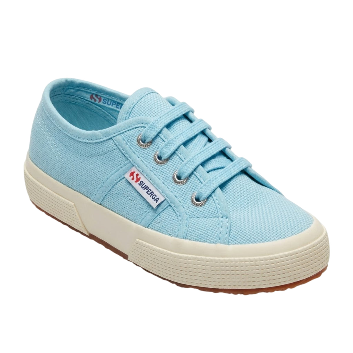 Crystal Azul-Avorio - Front - Superga Childrens-Kids 2750 Jcot Leather Trainers