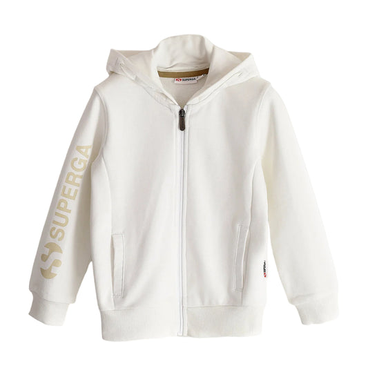 White - Front - Superga Childrens-Kids Sleeve Print Full Zip Drawstring Hoodie