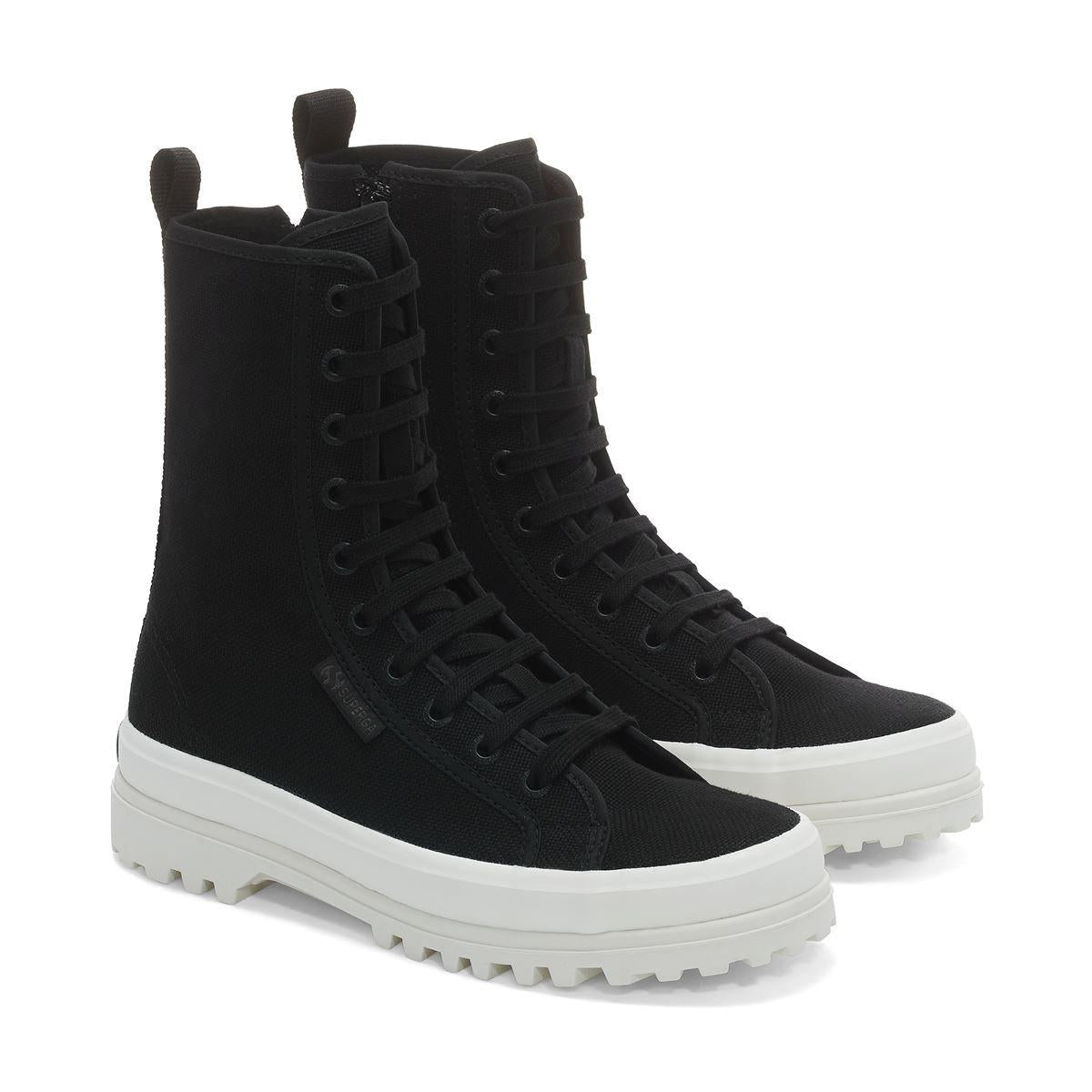 Total Black-Avorio - Side - Superga Womens-Ladies 2641 Alpina High Tops