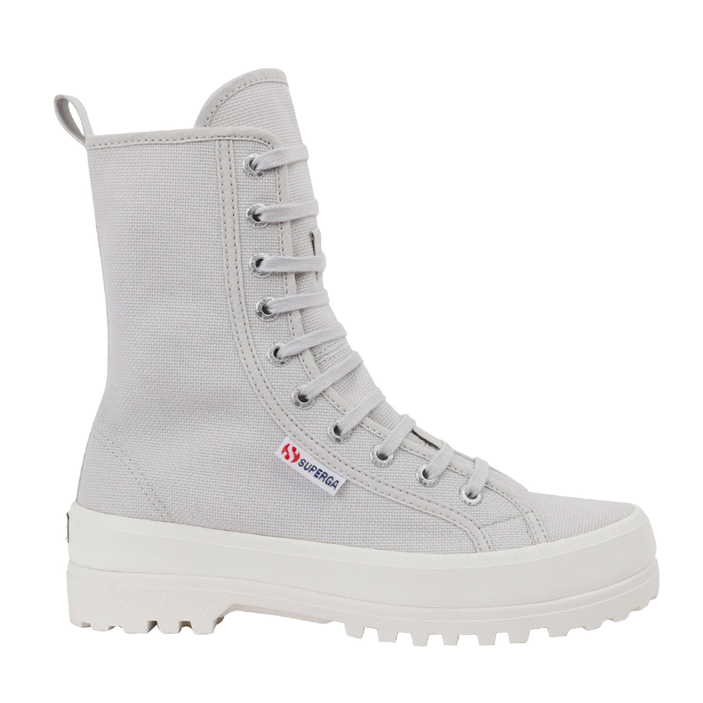 Grey Silver-Avorio - Front - Superga Womens-Ladies 2641 Alpina High Tops