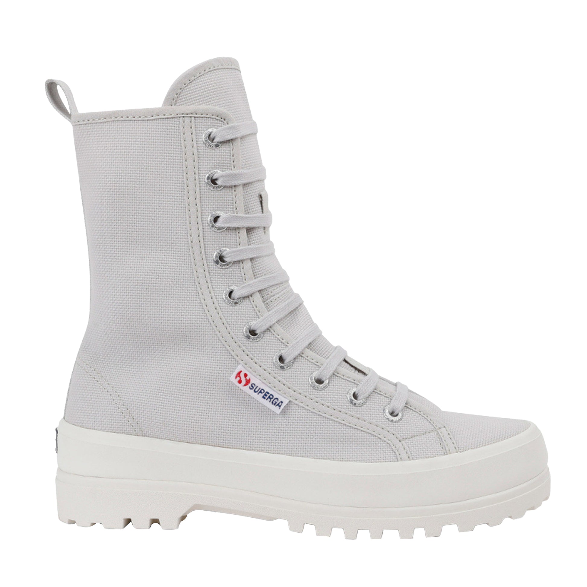 Grey Silver-Avorio - Front - Superga Womens-Ladies 2641 Alpina High Tops