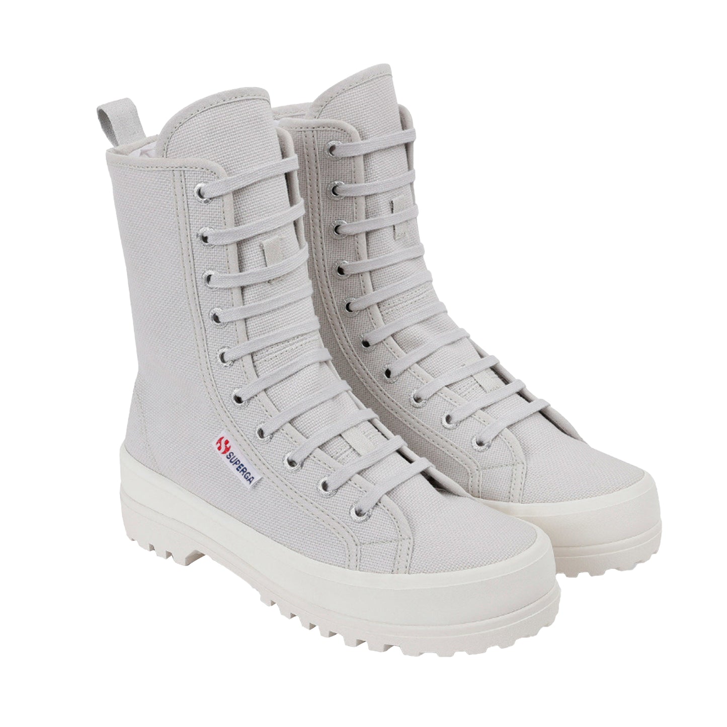 Grey Silver-Avorio - Back - Superga Womens-Ladies 2641 Alpina High Tops