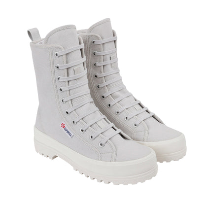 Grey Silver-Avorio - Back - Superga Womens-Ladies 2641 Alpina High Tops