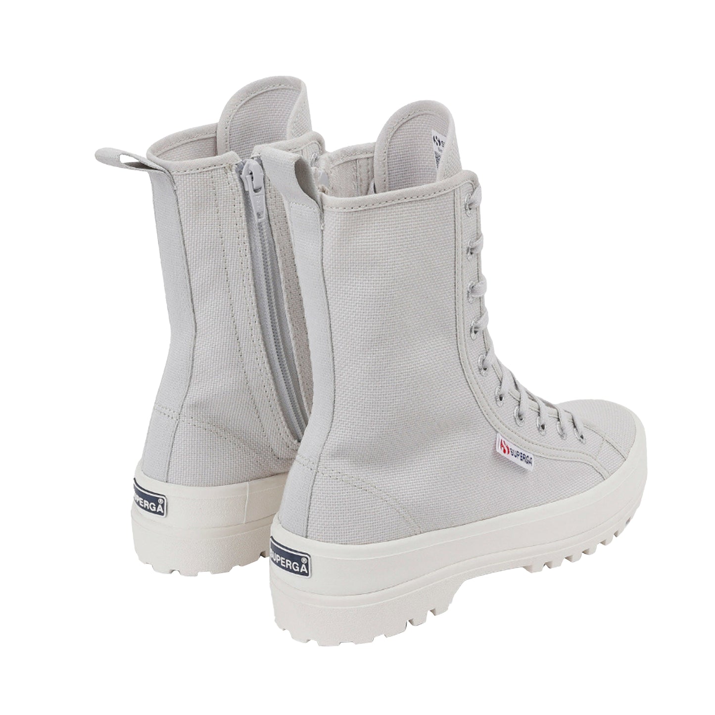 Grey Silver-Avorio - Side - Superga Womens-Ladies 2641 Alpina High Tops
