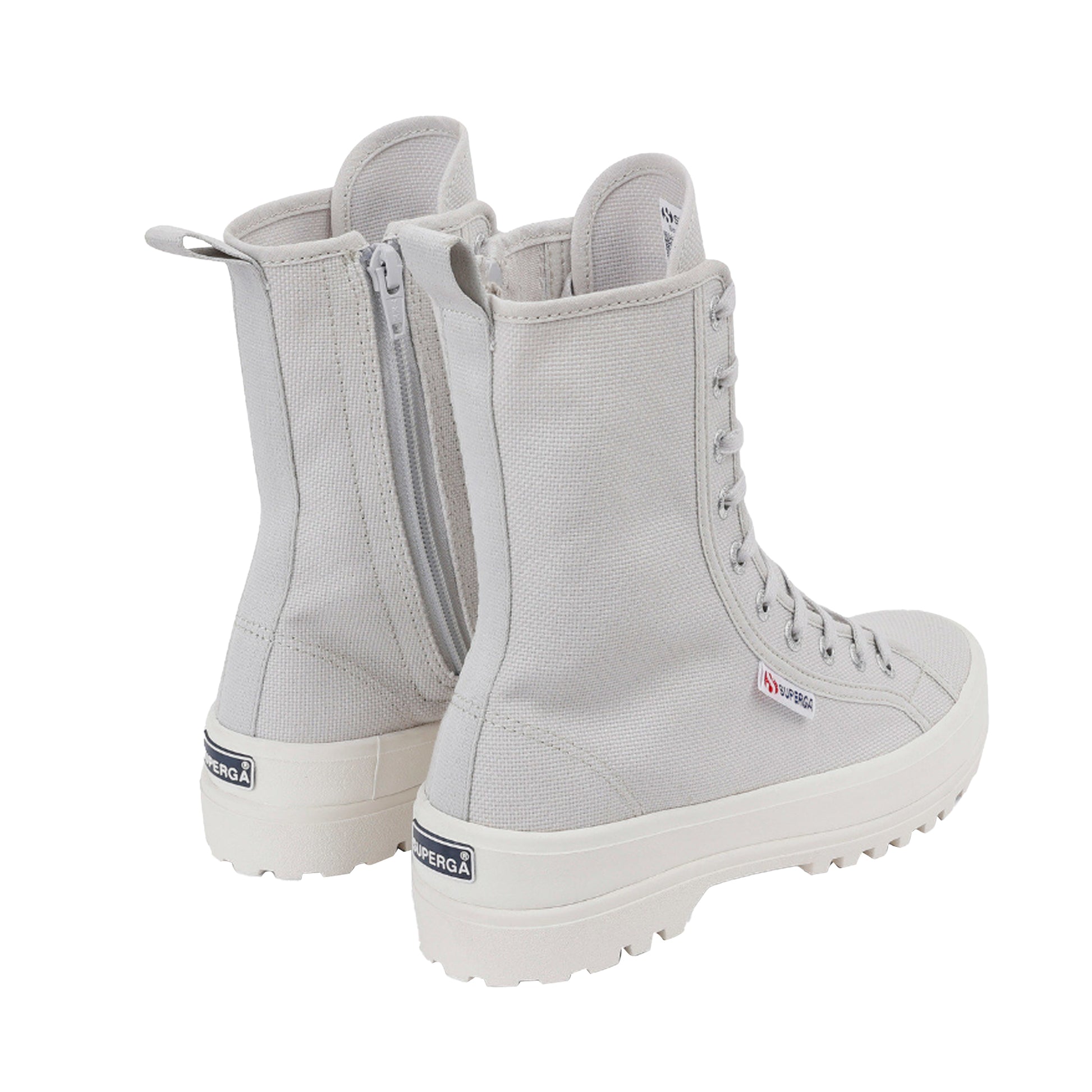 Grey Silver-Avorio - Side - Superga Womens-Ladies 2641 Alpina High Tops