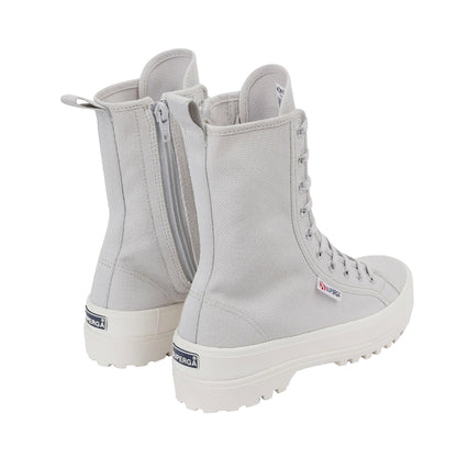 Grey Silver-Avorio - Side - Superga Womens-Ladies 2641 Alpina High Tops