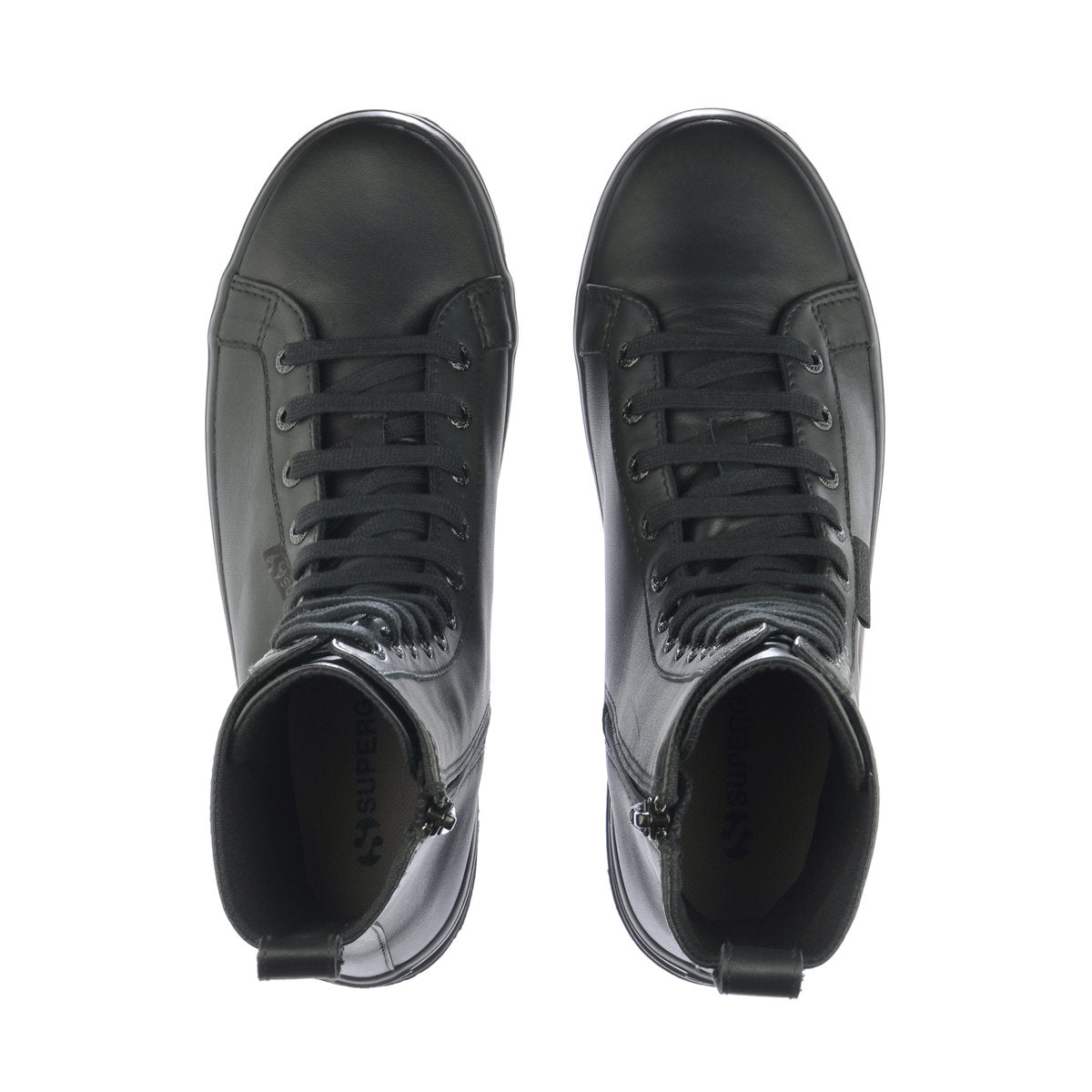 Total Black - Side - Superga Womens-Ladies 2641 Alpina Nappa Leather High Tops