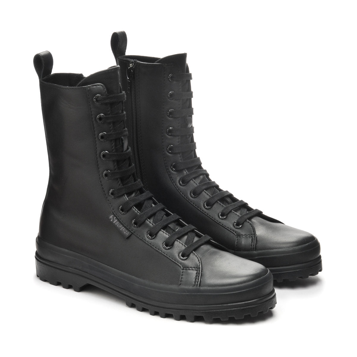 Total Black - Front - Superga Womens-Ladies 2641 Alpina Nappa Leather High Tops